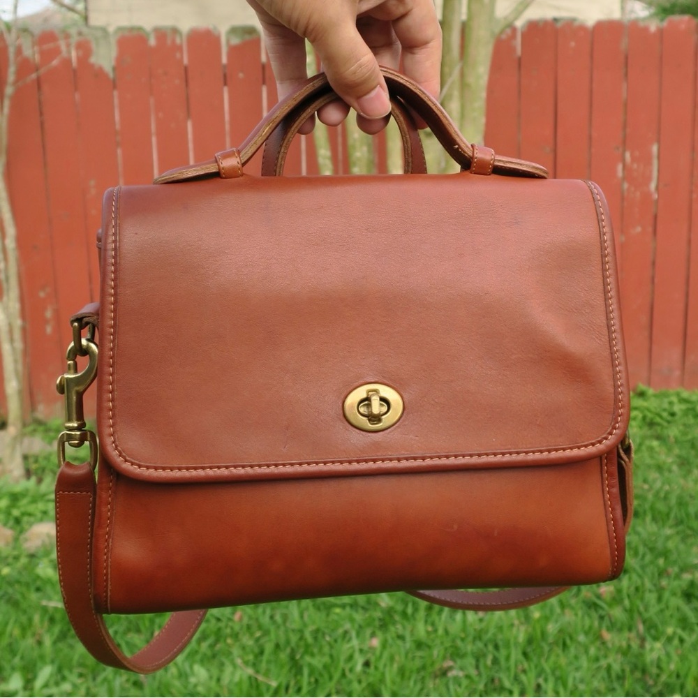 Vintage Coach Court Bag #9870 British Tan Leather | USA Made